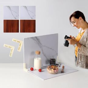 3 PCS Board Photo Backdrop, 15.8x11.8 Inch Waterproof Photography Backdrop Boards with 3 PCS Bracket for Flat Lay, Product Photography Background (White 3)