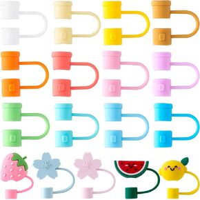 OIIKI 9Pcs Silicone Straw Tips Cover, 6mm-10mm Straw Cover for Cup, Dust-Proof Drinking Straw Reusable Straw Tips Lids -Pink, Clear, White