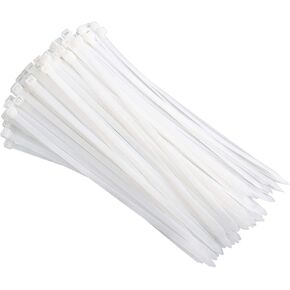 Pasow Cable Zip Ties Heavy Duty Self-Locking Nylon Wire Ties for Cables, Pack of 100 (16 Inch, White)