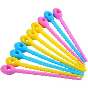 Silicone Cable Ties Wire Ties: 20Pcs Reusable Rubber Ties Bendable Cable Ties Multipurpose Elastic Cord Organizer for Bundling and Fastening Cable Cords Wires