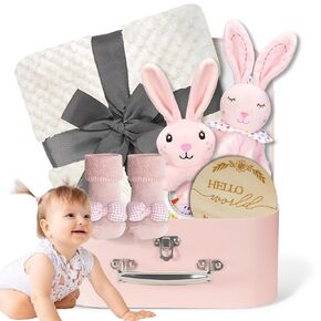WECOOL Bunny Lovies for Babies, Baby Girl Lovey & Cute Bunny Lovey Blanket for Baby Girl Gift, Bunny Lovies Blanket Gifts for Newborn Baby Girl, Unique Baby Gift, Newborn Baby Girl Gift