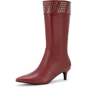 Allegra K Women's Boot Pointed Toe Kitten Heel Boots Knee High Boots