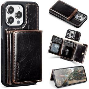 for iPhone 13 Pro Max Wallet Case with Card Holder,Men Women PU Leather RFID Blocking Shockproof Protective Cover Credit Large Capacity Cash Card Slots Kickstand,for Apple 13 ProMax,Black