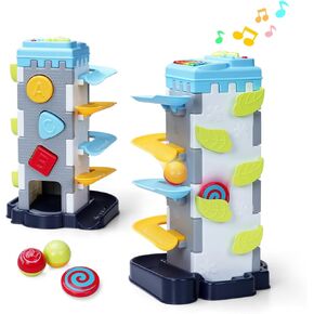 Baby Ball Drop Toys with Music & Lights, Montessori Learning Toys for Toddlers 1-3, 4 in 1 Ball Tower Toys for 1 2 3 5 Year Old Kids Boys & Girls