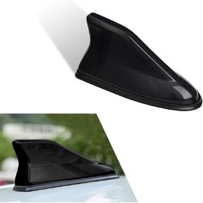 1 PC Car Stable Signal Receiving Antenna, 6.29" x 3.07" x 2.75" ABS Carbon Fiber Paint Process Shark Fin Tail No-punch Design Rubber Ring Antenna, Modification Accessories, for Cars (Black)