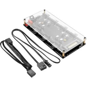 YACSEJAO 12V 4Pin PWM & 5V 3Pin ARGB 2-in-1 Hub with SATA 15-Pin Power 8 Way Sync RGB Lighting and Cooling Fan Extended Motherboard Interface