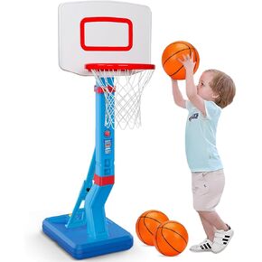 Toddler Girls Basketball Hoop Outdoor Indoor Mini Adjustable Pink Basketball Goal with Ball Pump Kids Outside Backyard Game Inground Poolside Basketball Toy for 1 2 3 4 5 Year Old Girl Birthday Gift