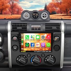 4G+64G Car Radio for Toyota FJ Cruiser 2007-2018 with Wireless Carpaly & Android Auto,9 Inch IPS Touch Screen Car Stereo with GPS Navigation/Bluetooth 5.2/FM/Backup Camera/WiFi 5G/SWC/HiFi