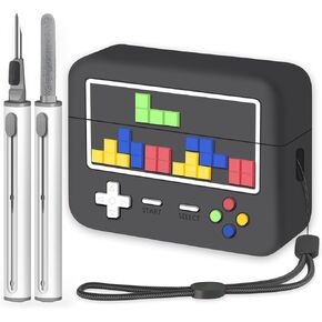 Compatible with AirPods Pro 2nd Generation Case with Cleaner Kit,Retro Handheld Game Console Design Case Sturdy TPU Protective for Airpods Pro 2nd Case 2022/2023 Lanyard Included