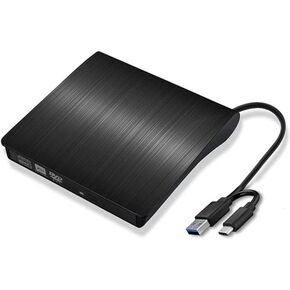 External CD/DVD Drive for Laptop, HYRIPE Ultra Slim USB 3.0 Type-C DVD Player Portable CD +/-RW Disk Drive CD ROM Burner Reader Compatible with Laptop Desktop PC Windows MacBook Mac Linux Mac OS
