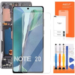 OLED for Samsung Galaxy Note20 4G 5G Screen Replacement for Samsung Note 20 5G LCD Display N980 SM-N981U SM-N981W LCD Digitizer Touch Screen Assembly Black with Frame(Original Size,with Fingerprint)