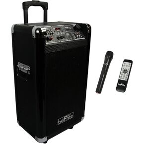 beFree Sound Sleek 10 Inch Professional Portable Bluetooth PA Speaker with Remote Control, Microphone, FM Radio, SD and USB Inputs