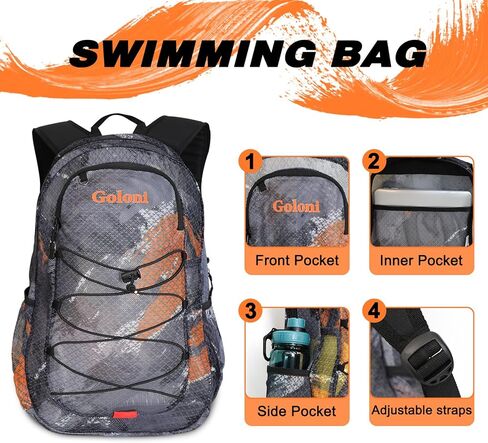 حقيبة سباحة شبكية خفيفة الوزن من Goloni، حقيبة شاطئ شبكية خفيفة الوزن، سريعة الجفاف، حقيبة ظهر شفافة للسباحة والتمارين الرياضية على الشاطئ in Kuwait