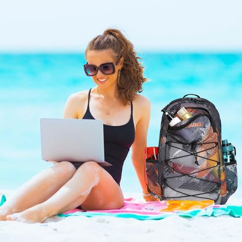 حقيبة سباحة شبكية خفيفة الوزن من Goloni، حقيبة شاطئ شبكية خفيفة الوزن، سريعة الجفاف، حقيبة ظهر شفافة للسباحة والتمارين الرياضية على الشاطئ in Kuwait