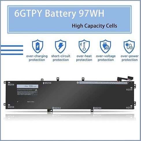 6GTPY بطارية كمبيوتر محمول لديل XPS 15 9570 9560 9550 7590 الدقة 5530 5520 5510 M5510 M5520 سلسلة 5XJ28 5D91C GPM03 6 خلية 97Wh 11.4V in Kuwait