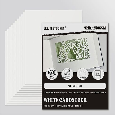 Black Cardstock, 8.5 x 11 Card Stock, 92lb/250gsm Thick Cover Stock, Heavyweight Printer Paper for Invitations, Scrapbooking, Crafting, DIY Projects, Decoration and Drawing(30 Sheets) in Saudi Arabia