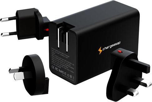 تشارجيساب | شاحن زيوس USB-C GaN بقوة 280 واط | محول توصيل طاقة عالي السرعة لأجهزة الكمبيوتر المحمولة والهواتف الذكية والأجهزة اللوحية | شاحن سفر سريع الشحن مع قابس قابل للطي (أسود) in Saudi Arabia