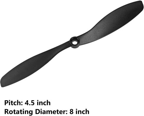 TOP-VIGOR 8pcs CW CCW RC Propellers 1045 10 x 4.5 Inch 2-Vane Fixed-Wing RC Vehicle Propellers Replacement for RC Airplane Toy with Adapter Rings Nylon Black, 4CW+4CCW in Saudi Arabia