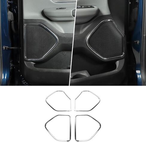 JWWY Inner Door Speaker Player Sound Protection Cover Trim Bezel Ring for 2018-2024+ Dodge Ram Interior Accessories Chrome ABS 4PCS in Saudi Arabia