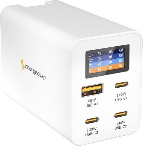 تشارجيساب | شاحن زيوس USB-C GaN بقوة 280 واط | محول توصيل طاقة عالي السرعة لأجهزة الكمبيوتر المحمولة والهواتف الذكية والأجهزة اللوحية | شاحن سفر سريع الشحن مع قابس قابل للطي (أسود) in Saudi Arabia