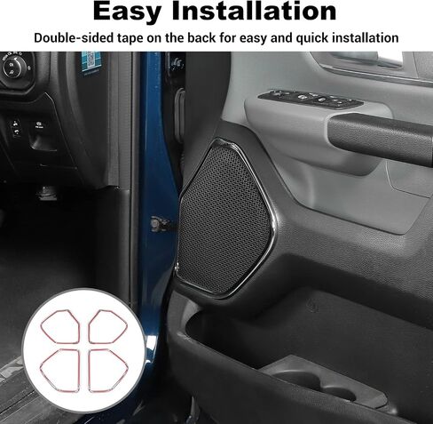 JWWY Inner Door Speaker Player Sound Protection Cover Trim Bezel Ring for 2018-2024+ Dodge Ram Interior Accessories Chrome ABS 4PCS in Saudi Arabia