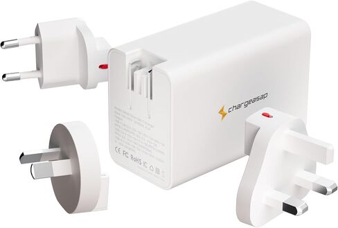 تشارجيساب | شاحن زيوس USB-C GaN بقوة 280 واط | محول توصيل طاقة عالي السرعة لأجهزة الكمبيوتر المحمولة والهواتف الذكية والأجهزة اللوحية | شاحن سفر سريع الشحن مع قابس قابل للطي (أسود) in Saudi Arabia