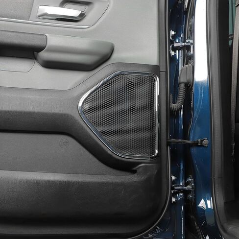 JWWY Inner Door Speaker Player Sound Protection Cover Trim Bezel Ring for 2018-2024+ Dodge Ram Interior Accessories Chrome ABS 4PCS in Saudi Arabia
