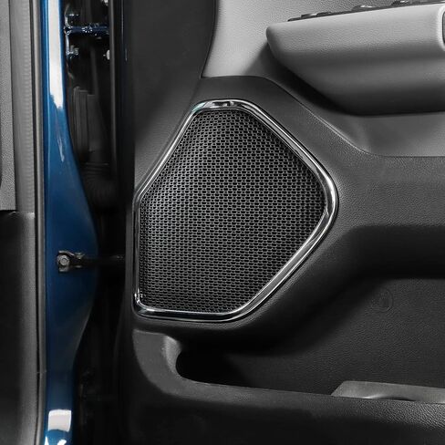 JWWY Inner Door Speaker Player Sound Protection Cover Trim Bezel Ring for 2018-2024+ Dodge Ram Interior Accessories Chrome ABS 4PCS in Saudi Arabia