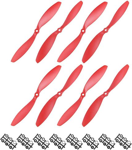 TOP-VIGOR 8 قطع CW CCW RC مراوح 1045 10 × 4.5 بوصة 2-ريشة ثابتة الجناح RC مراوح استبدال لعبة طائرة RC مع حلقات محول نايلون أسود، 4CW+4CCW in Kuwait