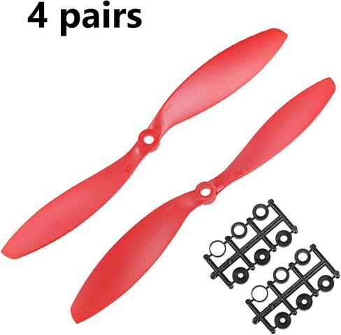 TOP-VIGOR 8 قطع CW CCW RC مراوح 1045 10 × 4.5 بوصة 2-ريشة ثابتة الجناح RC مراوح استبدال لعبة طائرة RC مع حلقات محول نايلون أسود، 4CW+4CCW in Kuwait
