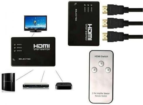 3-Port 3 in 1 Out HDMI Switch Splitter Box High Performance HDMI Amplifier Switch Connect up to 3 HDMI devices to just 1 HDMI port on your HDTV/monitor in Saudi Arabia