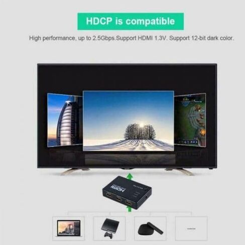 3-Port 3 in 1 Out HDMI Switch Splitter Box High Performance HDMI Amplifier Switch Connect up to 3 HDMI devices to just 1 HDMI port on your HDTV/monitor in Saudi Arabia