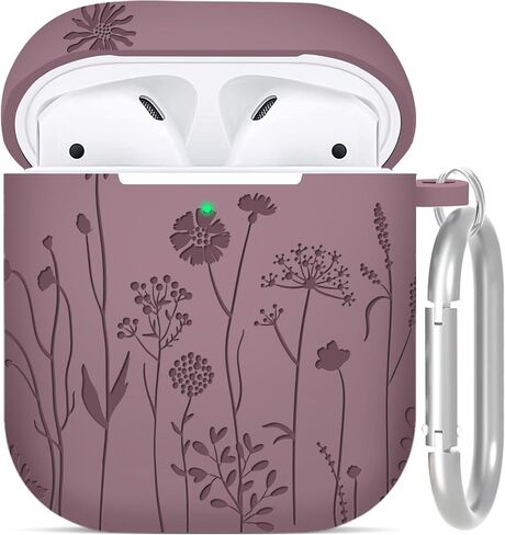 for Airpod Case, Soft Silicone Protective Case Cover Compatible with Apple AirPods 2nd & 1st Generation Case with Keychain (Pink) in Saudi Arabia