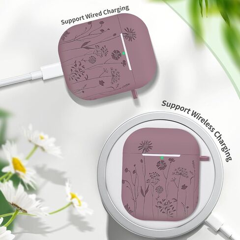 for Airpod Case, Soft Silicone Protective Case Cover Compatible with Apple AirPods 2nd & 1st Generation Case with Keychain (Pink) in Saudi Arabia