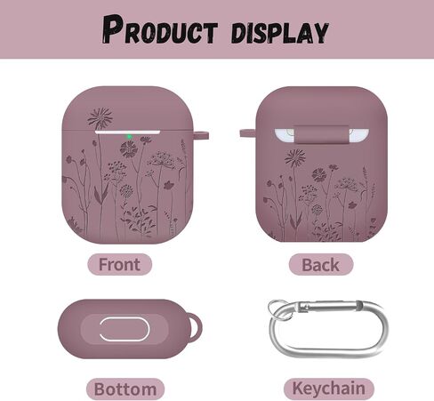 for Airpod Case, Soft Silicone Protective Case Cover Compatible with Apple AirPods 2nd & 1st Generation Case with Keychain (Pink) in Saudi Arabia