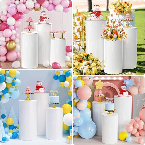 Wokceer Cylinder Pedestal Stands for Party 3Pcs Large Round Cylinder Tables for Parties Pedestal Stand Display Plinth Pillars for Wedding Birthday Party Art Decor 35.4",29.5",23.6" H in Saudi Arabia