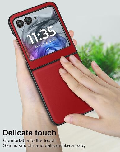 Eastcoo Slim Fit Case for Motorola Moto Razr 2024 5G, [Leather+Hard PC Back] [Wireless Charging Support] Ultra-Thin Shockproof Protective Case Cover for Motorola Razr 2024,Red in Kuwait
