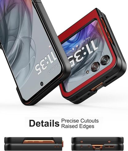 Eastcoo Slim Fit Case for Motorola Moto Razr 2024 5G, [Leather+Hard PC Back] [Wireless Charging Support] Ultra-Thin Shockproof Protective Case Cover for Motorola Razr 2024,Red in Kuwait
