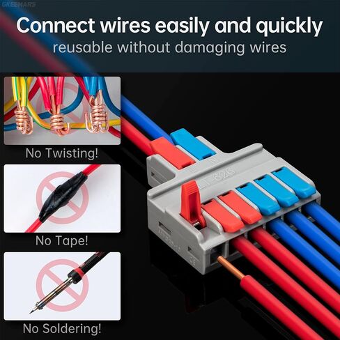 GKEEMARS 10Pcs Wire Connectors, Compact Splicing Connector Push-in Conductor Terminal Blocks (2 in 4 Out) in Saudi Arabia