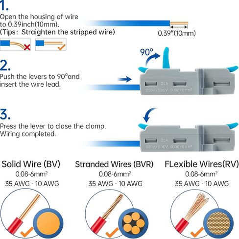GKEEMARS 10Pcs Wire Connectors, Compact Splicing Connector Push-in Conductor Terminal Blocks (2 in 4 Out) in Saudi Arabia