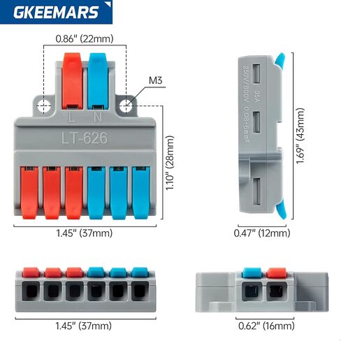 GKEEMARS 10Pcs Wire Connectors, Compact Splicing Connector Push-in Conductor Terminal Blocks (2 in 4 Out) in Saudi Arabia