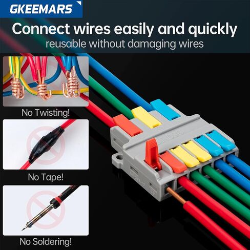 GKEEMARS 10Pcs Wire Connectors, Compact Splicing Connector Push-in Conductor Terminal Blocks (2 in 4 Out) in Saudi Arabia