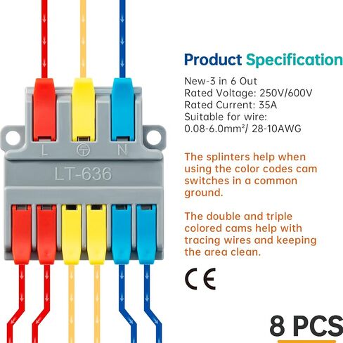 GKEEMARS 10Pcs Wire Connectors, Compact Splicing Connector Push-in Conductor Terminal Blocks (2 in 4 Out) in Saudi Arabia