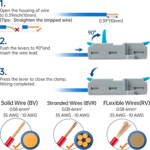 GKEEMARS 10Pcs Wire Connectors, Compact Splicing Connector Push-in Conductor Terminal Blocks (2 in 4 Out) in Saudi Arabia