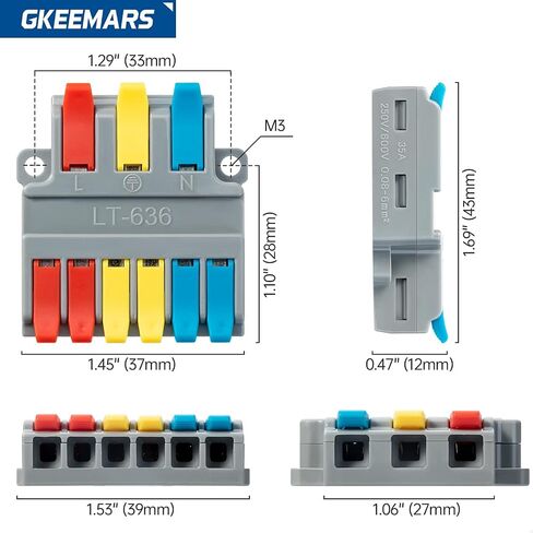 GKEEMARS 10Pcs Wire Connectors, Compact Splicing Connector Push-in Conductor Terminal Blocks (2 in 4 Out) in Saudi Arabia