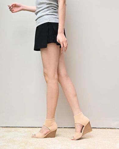 Wedge Sandals for Women Elastic Knit Peep Toe Heels Sandals Comfortable Slip On Wedges Heels Open Toe Summer Ankle Booties Sandals for Women Dressy in Saudi Arabia