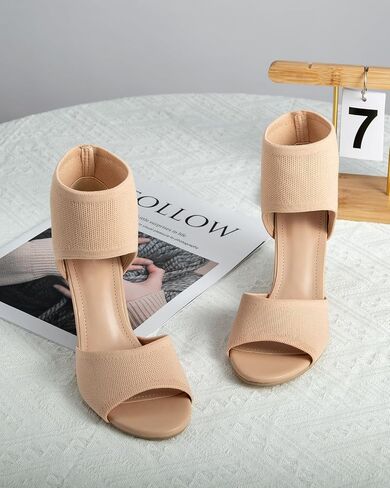Wedge Sandals for Women Elastic Knit Peep Toe Heels Sandals Comfortable Slip On Wedges Heels Open Toe Summer Ankle Booties Sandals for Women Dressy in Saudi Arabia