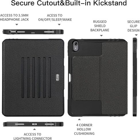 ZtotopCases for New iPad 10th Generation Case 10.9 Inch 2022, [6 Magnetic Stand + Pencil Holder + Auto Wake/Sleep] Full Body Protective Cover Case for iPad 10.9" 10th Gen, Black in Kuwait