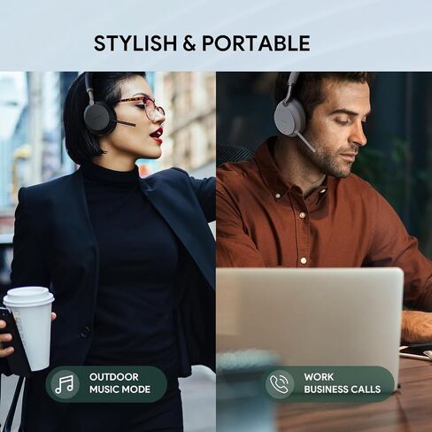 سماعة بلوتوث Yealink BH72 Lite مع ميكروفون للعمل، سماعات لاسلكية تصل إلى 35 ساعة عمر بطارية حديث، ذراع ميكروفون قابل للسحب، سماعة رأس معتمدة من Microsoft Teams للكمبيوتر الشخصي والهواتف المحمولة، USB-A (رمادي) in Saudi Arabia