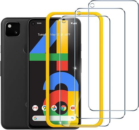 ivoler [6 عبوات] [4 عبوات] واقي شاشة مقوى لهاتف Pixel 4a 4G مع [عبوتين] واقي عدسة الكاميرا من الزجاج المقسى مع [إطار محاذاة سهل التركيب]، طبقة شفافة عالية الدقة مضادة للخدش، 5.8 بوصة in Kuwait